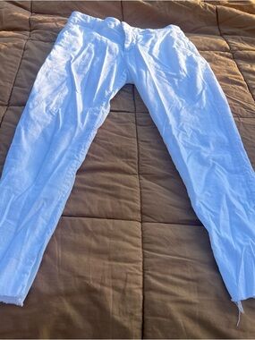 Frank & Eileen White Wicklow Italian Cropped Chino Raw Hem Size 0
